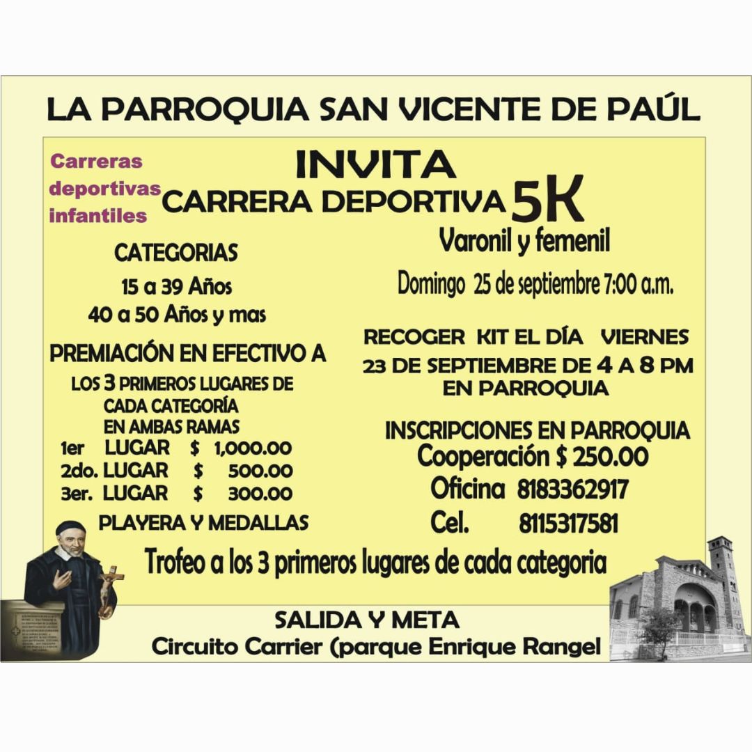 CARRERA DEPORTIVA 5K SAN VICENTE DE PAÚL